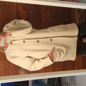 Blair | Vintage Button Long Fleece Cream Pea Coat Size L